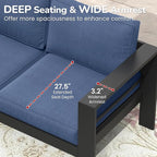 Solaste Aluminum Outdoor Couch, 3-Seat Metal Outdoor Sofa - Image 3