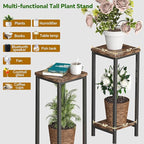 Homeiju 2-Pack Plant Stand Indoor, 2 Tier Wood Corner Plant Stand, Modern - Image 3