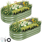 Galvanized Raised Garden Bed Outdoor- 2 Pcs Raised Beds by Permade