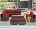 NICESOUL 11 Piece L Shape Patio Furniture Set, 29.3'' High Back Comfy Rattan - Image 2