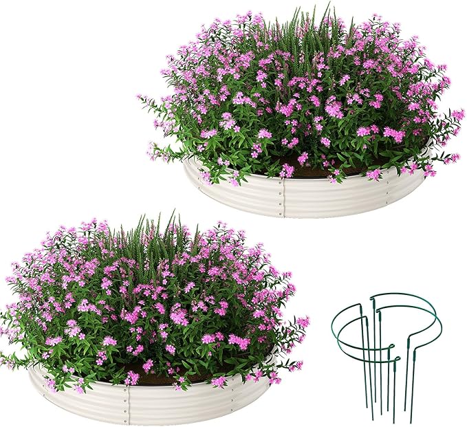 Galvanized Metal Planter Round Raised Garden Bed Kit by ZFHgarden