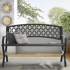 On Shine 50'' Patio Garden Bench, Loveseats Patio Park Bench, Metal Bench - Image 2