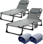 ABORON 2PK Heavy Duty Tanning Chair, 5-Gear Outdoor Folding Chaise Lounge Chair by ABORON