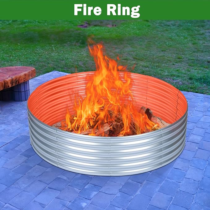 OUSHENG 4x4x1ft Round Galvanized Raised Garden Beds Outdoor, Steel Fire Pit - Image 7