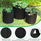 JERIA 12-Pack 5 Gallon Grow Bags, 300G Thickened Nonwoven Garden Pots, Heavy - Image 3