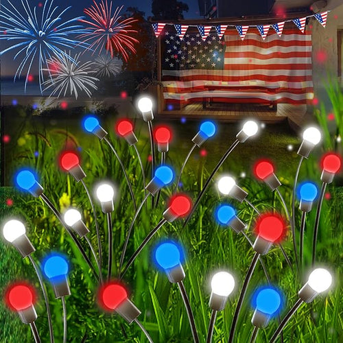 4th of July Decorations, 6 Pack Solar Firefly Lights Outdoor, 36 LED Waterproof by Albelt