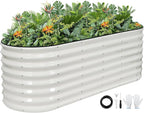 Galvanized Raised Garden Bed Outdoor 24'' Deep | Oval Metal Garden Beds by Unknown