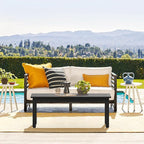 LUE BONA Outdoor Coffee Table, HDPS Black Patio Coffee Tables - Image 2