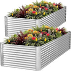 FRIZIONE 2pcs Tall 8x3ft Galvanized Raised Garden Bed Outdoor, Above Ground by FRIZIONE