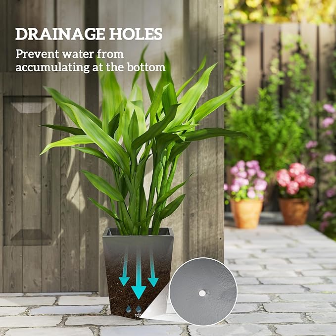 Outsunny Set of 3 Tall Planters, MgO Indoor Outdoor Planters - Image 5