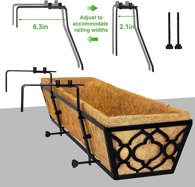 Y&M 24in Window Planter Box 4Pcs Iron Railing Planter - Image 4