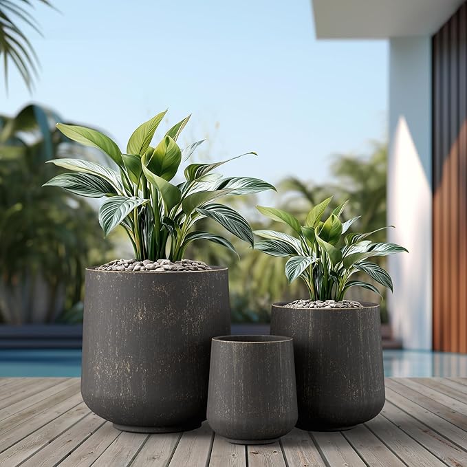Kante 15.3"+11.6"+8.2" Dia Round Concrete Planter, Large Outdoor Indoor Planter - Image 3
