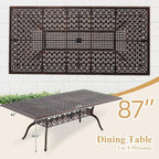 87" Cast Aluminum Outdoor Dining Table – Rectangular Red Copper Patio Table - Image 3