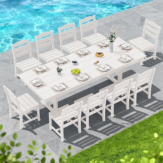 SERWALL Outdoor Dining Table, All Weather HDPE Outdoor Furniture - Image 9