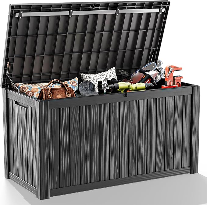 180 Gallon Outdoor Deck Box, Lockable Waterproof Outdoor Storage Boxes by MAIUSCOLI