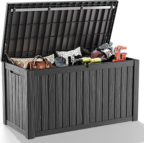 180 Gallon Resin Deck Box, Lockable Weatherproof Outdoor Storage Box by OutdoorLivingPerfected