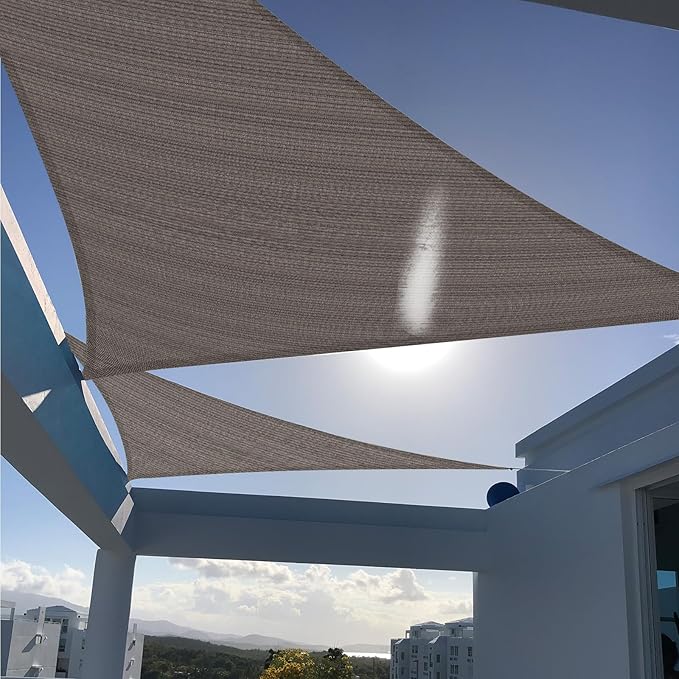 SUNNY GUARD Custom Size 13'x20'x23.9' Triangle Brown UV Block Sunshade by SUNNYGUARD