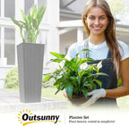 Outsunny 32 Inch Tall Planters for Outdoor Plants, Stackable Tapered Planters - Image 9