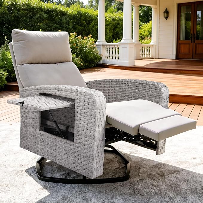Outdoor Recliner Chair Set of 2, Wicker Patio Recliners by zzw