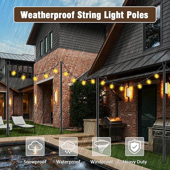 10Ft String Light Poles 6 Pack, Light Poles - Image 5