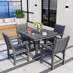 Pamapic 5 PCS Outdoor Dining Set, Spacious HDPE Outdoor Table and Chairs - Image 2