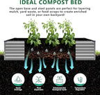 8x4x1.5FT Galvanized Raised Garden Bed, Vegetable Boxes-Rectangle Metal Flower - Image 3