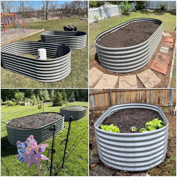 A ANLEOLIFE 8x4x2ft Galvanized Raised Garden Bed Kit, Oval Metal Deep Root - Image 2