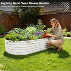 A ANLEOLIFE 8X4X1.5 ft Galvanized Raised Garden Beds Outdoor, Oval Large Metal - Image 5