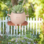 AFFLAT Smiley Face Flower Pot, Swinging Hanging Planter, Resin Smiley Face - Image 8