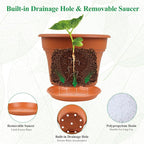 6 Inch Plastic-Flower Pot-for-Indoor Plants, 6 Pack Outdoor Plant Pots - Image 4