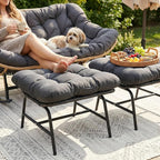 NICESOUL Indoor Outdoor Ottoman Set of 2, Large Wide Double Patio Footstool - Image 3