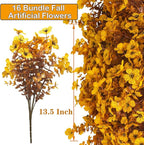 16 Bundles Artificial Fall Mums Outdoor UV Resistant, Fake Silk Plants No Fade - Image 3