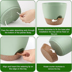 Plant Pots 10/9/8 Inch Self Watering Pots, Plastic Flower Pots, Nursery - Image 2