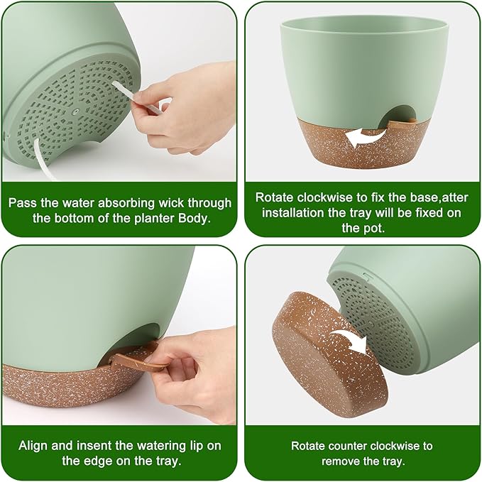 Plant Pots 10/9/8 Inch Self Watering Pots, Plastic Flower Pots, Nursery - Image 2