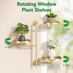 Rotating Window Shelves for Multiple Plants Indoor, 3-tier Metal Corner gold - Image 6