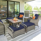 VINGLI Wicker Outdoor Ottoman Set of 2, All Weather PE Rattan Footstool - Image 8