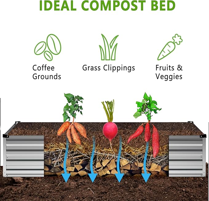 2PCS 8x4x1FT Galvanized Raised Garden Bed Kit, Vegetable Boxes-Rectangle Metal - Image 3