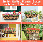 Riare 3 Pack 24 Inch Metal Railing Planter Window Box - Image 7