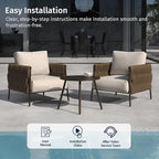 East Oak 3-Piece Patio Furniture Set | Armchairs & Coffee Table | Outdoor - Image 8