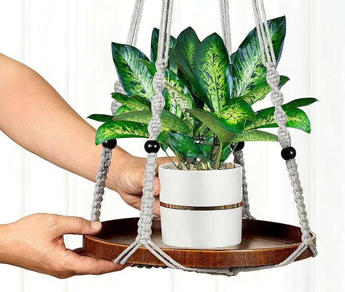 2 Pack Macrame Plant Hanger | Plant Hanger Indoor, Hanging Planter Shelf | - Image 4