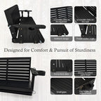 Wooden Porch Swing 3-Seater, High Backrest and Deep Seat, Bench Swing - Image 5