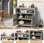 Tangkula Rattan Outdoor Storage Cabinet, Patiojoy Outdoor Cabinet - Image 7