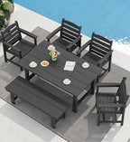 SERWALL Patio Dining Table and Bench Set by SERWALL