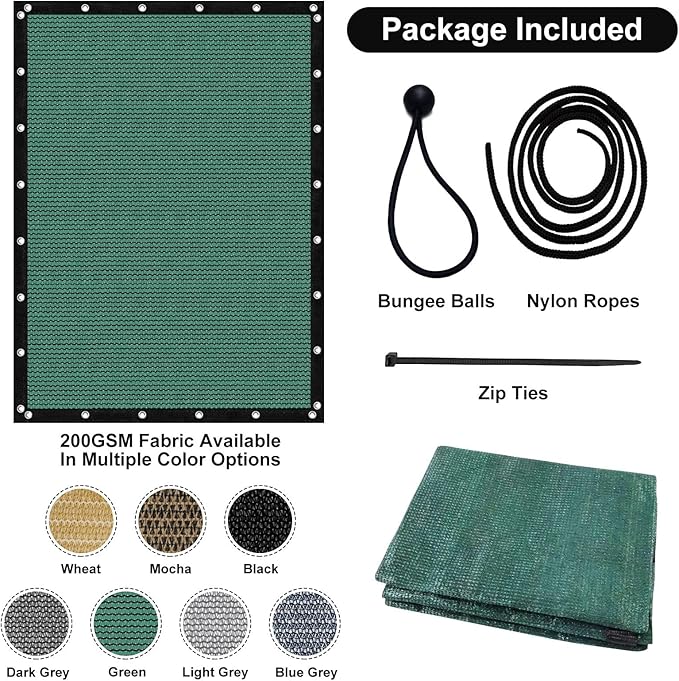 Artpuch 90% Sun Shade Cloth, 8 x 12 FT Pergola Shade Cover Canopy - Image 5