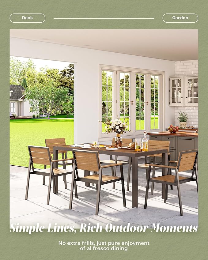 5-Piece Outdoor Dining Set, Aluminum Dining Table Set - Image 6