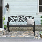 Patio Garden Bench 50 inch Outdoor Metal Loveseat Chairs - Image 2