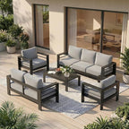 Solaste Aluminum Outdoor Patio Furniture Set, 7 Seats Patio Sectional Sofa - Image 9