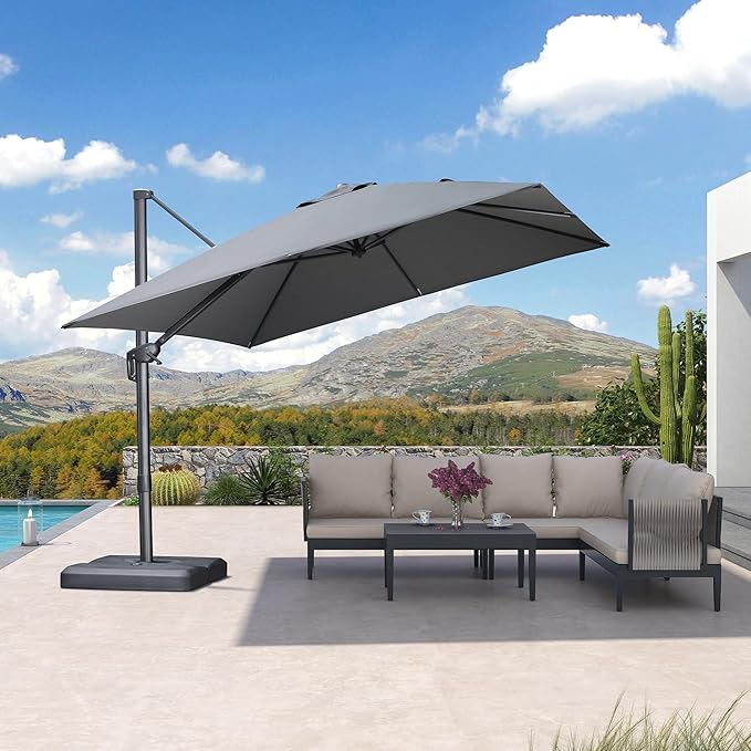 PURPLE LEAF Patio Umbrella 10' X 10' Rectangle Cantilever Umbrella Large by Unknown