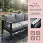 Kiss the Water Outdoor Couch Aluminum Patio Furniture Sofa, 3 Seat All-Weather - Image 6