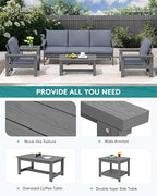 SERWALL HDPE Patio Furniture Set, 7-piece Outdoor Sectional Sofa Set, All - Image 6
